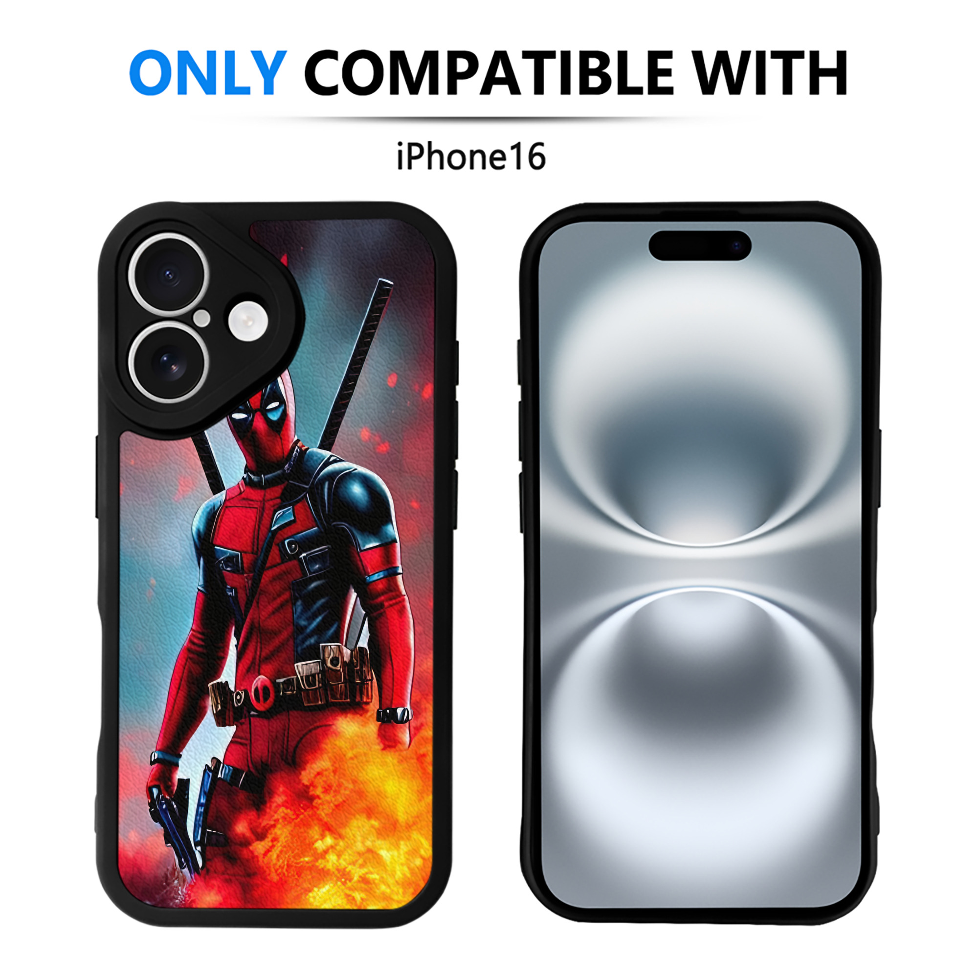 （画像用） Deadpool デッドプール 【iPhone 16シリーズ対応】シリコンスマホケース（レザー調） 材質：シリコン